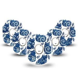 ExpressionMed Delft Kittens Dexcom G7 and Stelo Tape 5-Pack Tape and 5-Pack Sticker Blue Kittens Inspired, Plaster Continuous Glucose Monitor Design