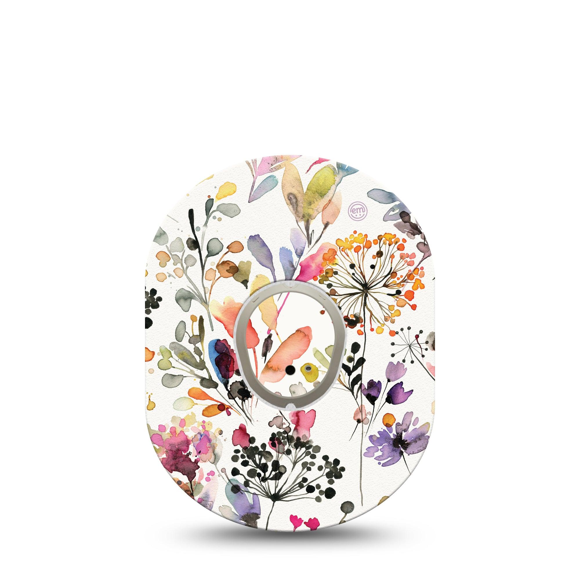 ExpressionMed Delicate Grasses Dexcom G7 and Stelo Tape Single Tape and Single Sticker Floral Grass Themed, Plaster Continuous Glucose Monitor Design