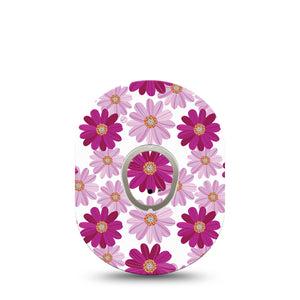 ExpressionMed Brilliant Daisies Dexcom G7 and Stelo Tape Single Tape and Single Sticker Pink Florals Inspired, Plaster Continuous Glucose Monitor Design
