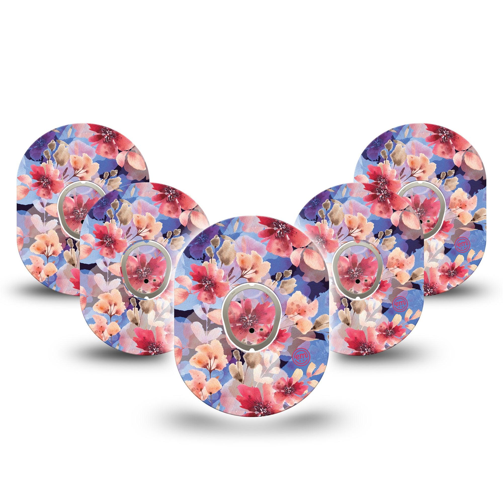 ExpressionMed Magical Blooms Dexcom G7 and Stelo Tape 5-Pack Tape and 5-Pack Sticker Summer Florals Inspired, Plaster Continuous Glucose Monitor Design