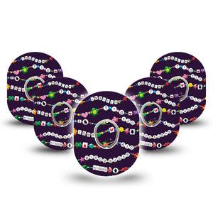 ExpressionMed Awareness Friendship Bracelet Dexcom G7 and Stelo Tape 5-Pack Tape and 5-Pack Sticker Beaded Friend Bracelet Inspired, Plaster Continuous Glucose Monitor Design