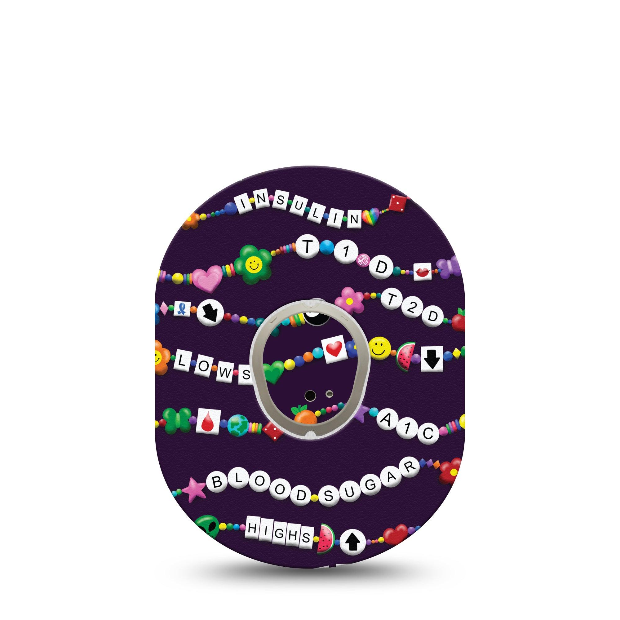 ExpressionMed Awareness Friendship Bracelet Dexcom G7 and Stelo Tape Single Tape and Single Sticker Safety Reminder Themed, Plaster Continuous Glucose Monitor Design
