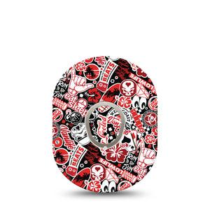 ExpressionMed Sticker Bomb Dexcom G7 and Stelo Tape Single Tape and Single Sticker Cool Stickers Inspired, Plaster Continuous Glucose Monitor Design