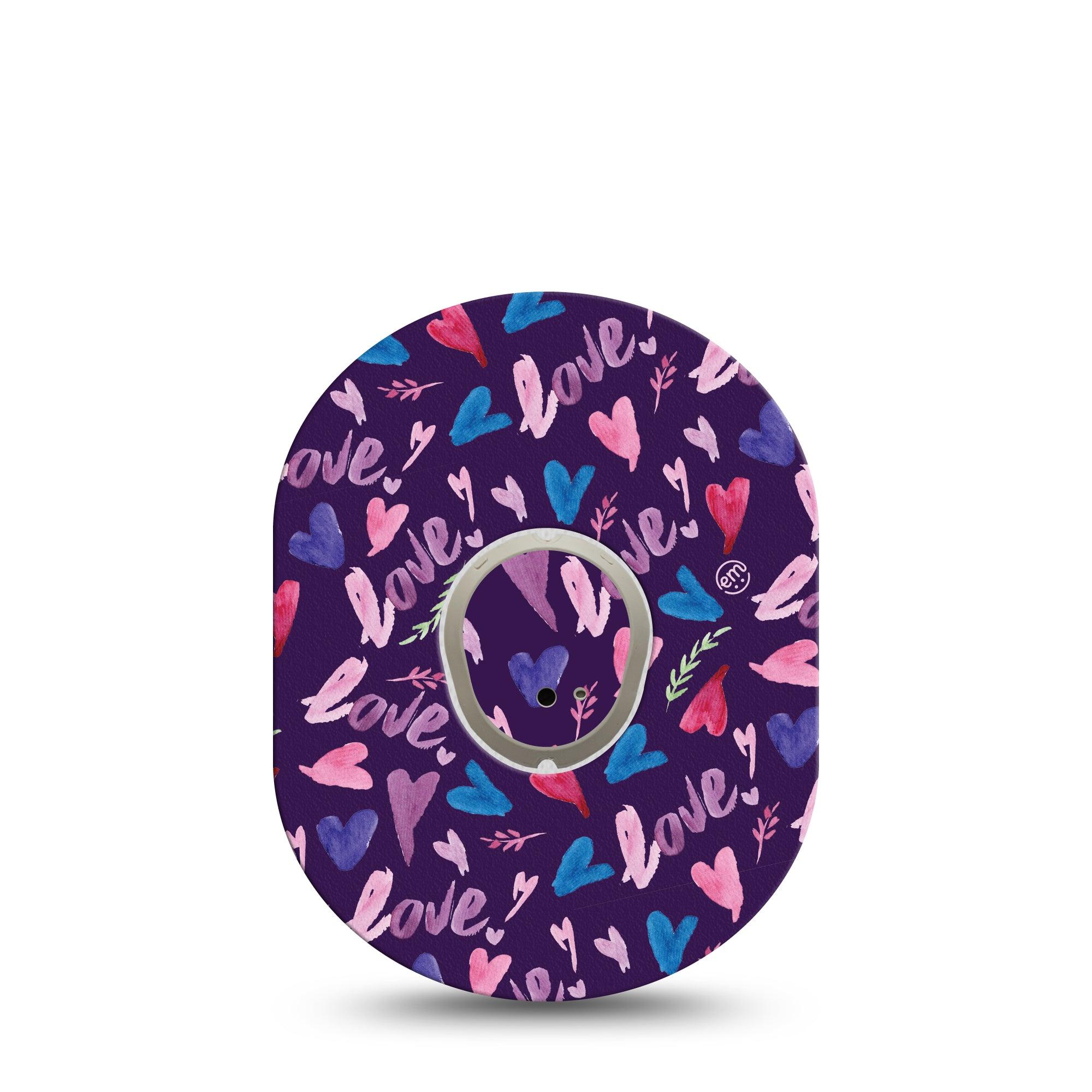ExpressionMed Watercolor Love Dexcom G7 and Stelo Tape Single Tape and Single Sticker Hearts and Love Themed, Plaster Continuous Glucose Monitor Design