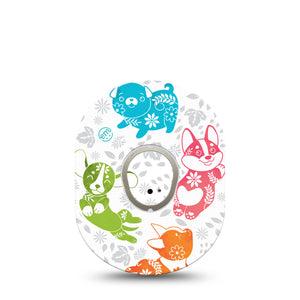 ExpressionMed Gooseberry Puppies Dexcom G7 and Stelo Tape Single Tape and Single Sticker Playful Baby Dogs Themed, Plaster Continuous Glucose Monitor Design