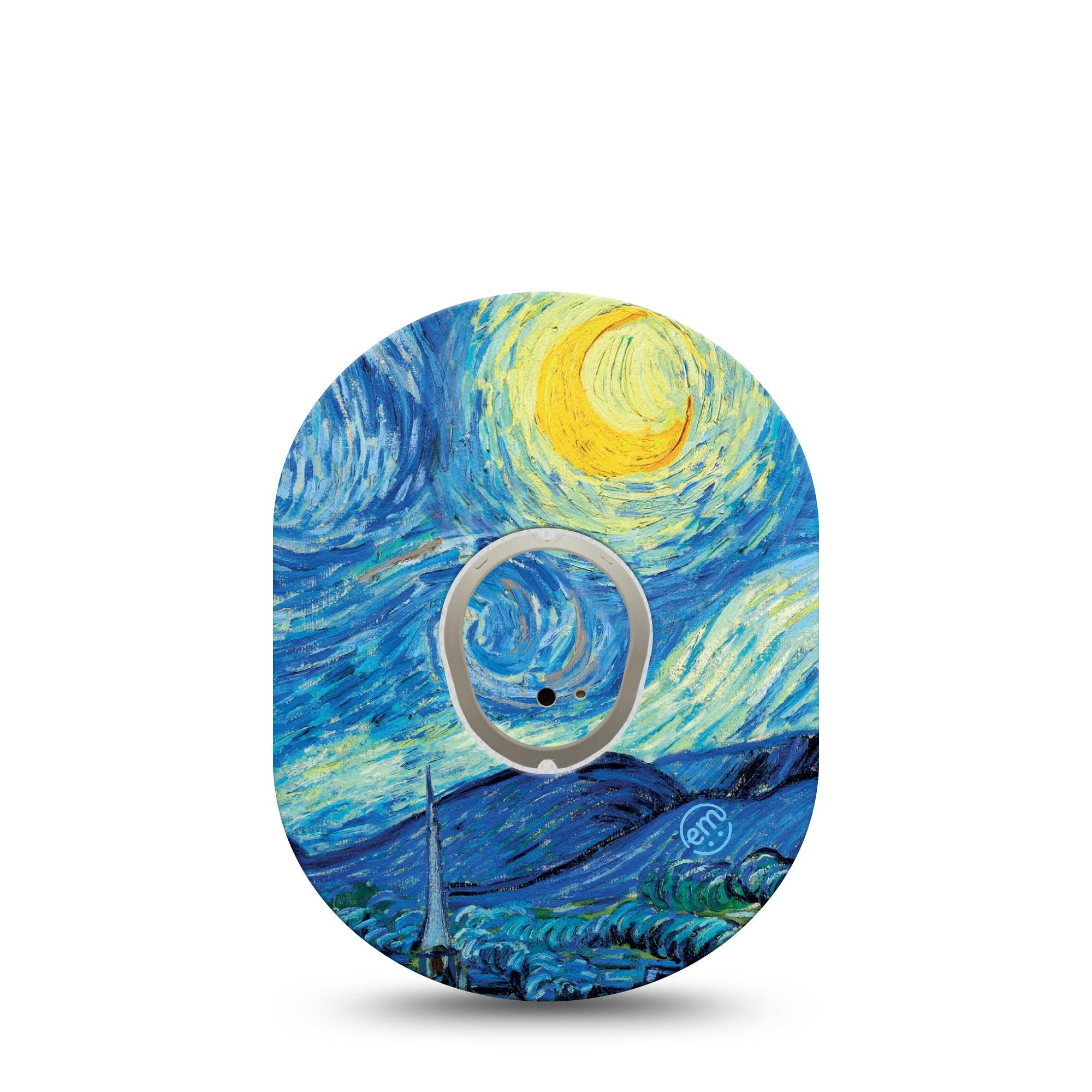 ExpressionMed Starry Nights Dexcom G7 and Stelo Tape Single Tape and Single Sticker Classical Painting Inspired, Plaster Continuous Glucose Monitor Design