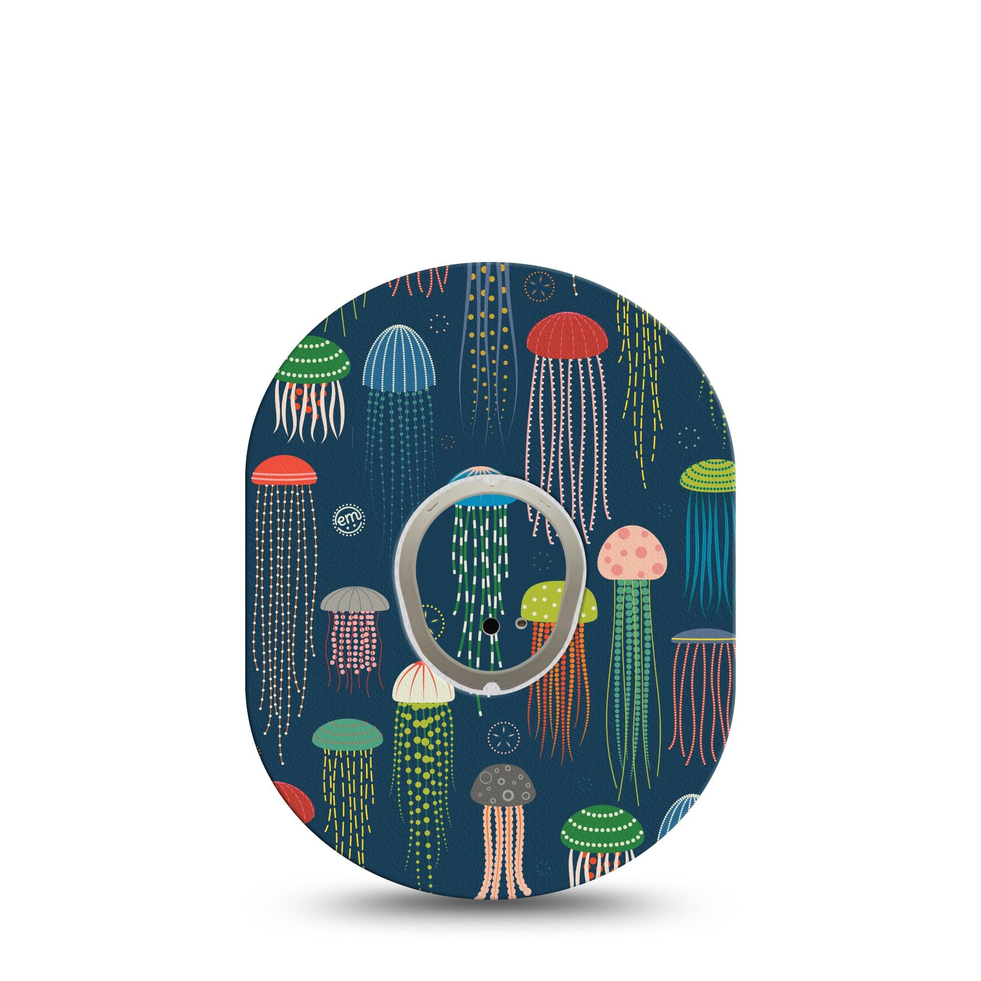 ExpressionMed Just Jellies Dexcom G7 and Stelo Tape Single Tape and Single Sticker Variety Colorful Jellyfish, Plaster Continuous Glucose Monitor Design