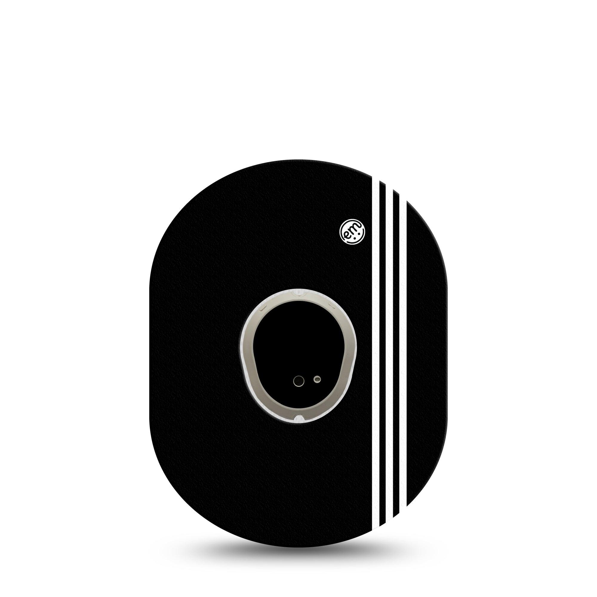 ExpressionMed Sporty Dexcom G7 and Stelo Tape Single Tape and Single Sticker Three White Pin Stripes, Plaster Continuous Glucose Monitor Design