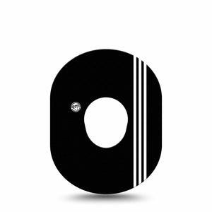 ExpressionMed Sporty Stripe Dexcom G7 and Stelo Tape, Single Tape, Three White Pin Stripes Adhesive Patch Design, Dexcom Stelo Glucose Biosensor System