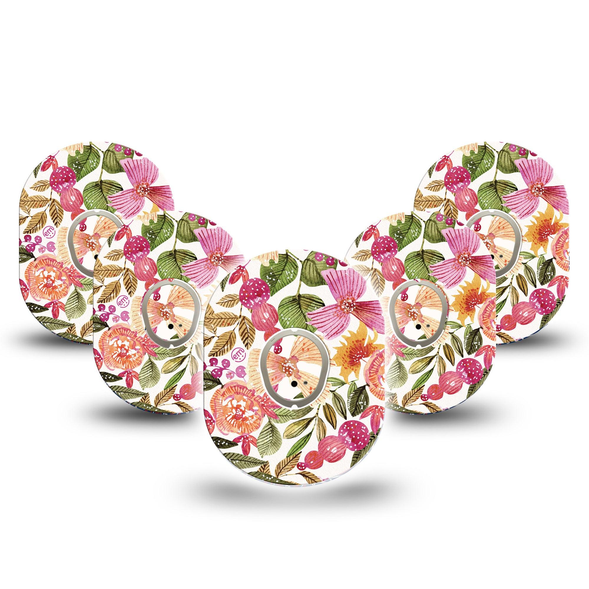 ExpressionMed Spring Bouquet Dexcom G7 and Stelo Tape 5-Pack Tape and 5-Pack Sticker Spring Blooms Themed, Plaster Continuous Glucose Monitor Design