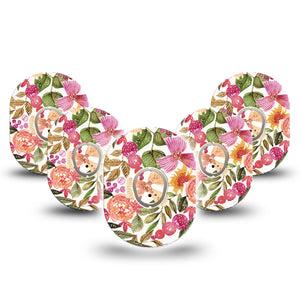 ExpressionMed Spring Bouquet Dexcom G7 and Stelo Tape 5-Pack Tape and 5-Pack Sticker Spring Blooms Themed, Plaster Continuous Glucose Monitor Design