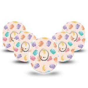 ExpressionMed Macarons Dexcom G7 and Stelo Tape 5-Pack Tape and 5-Pack Sticker Pastry Foods Themed, Plaster Continuous Glucose Monitor Design