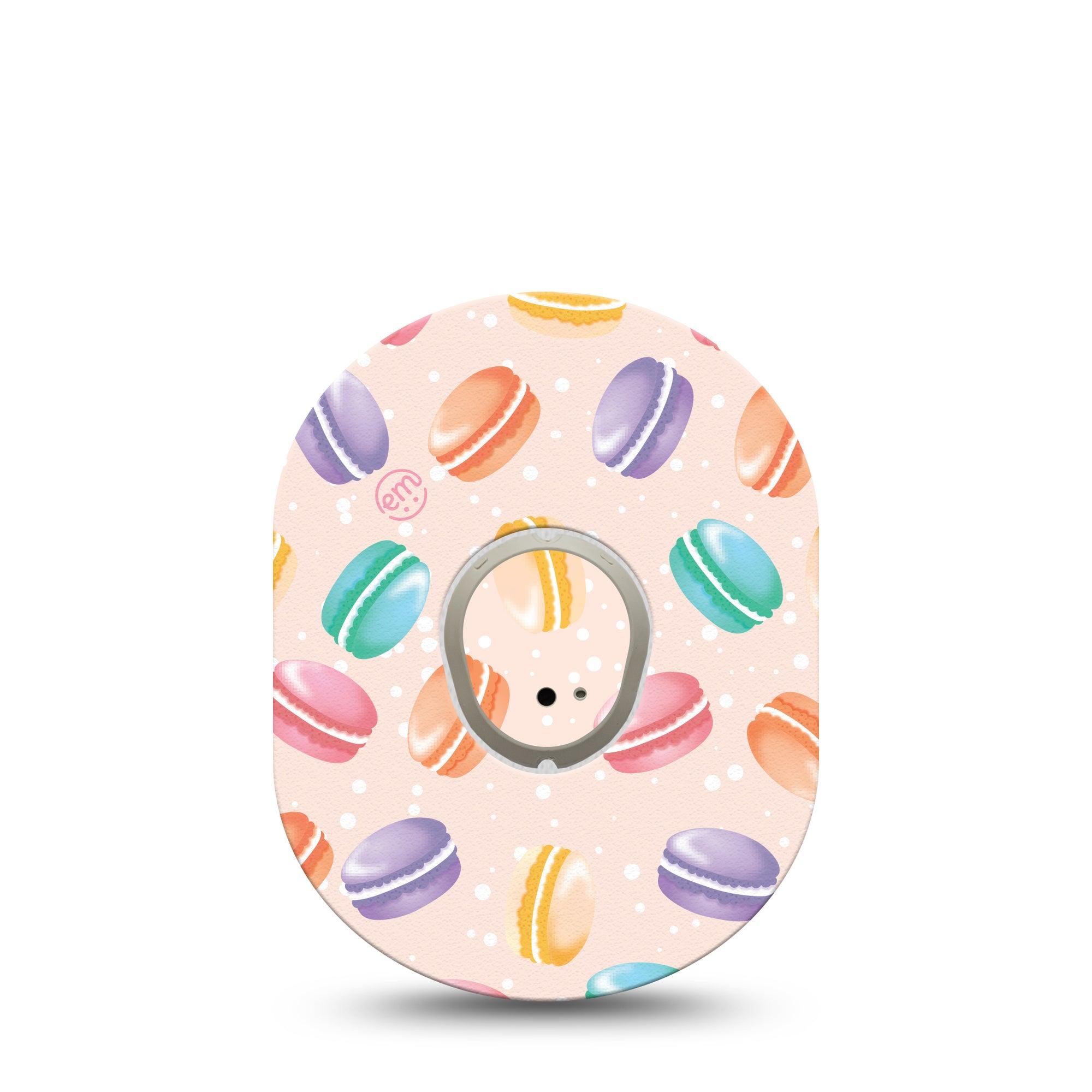 ExpressionMed Macarons Dexcom G7 and Stelo Tape Single Tape and Single Sticker Colorful Foods Inspired, Plaster Continuous Glucose Monitor Design