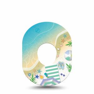 ExpressionMed Relaxing Beach Dexcom G7 Tape, Single, Beach Shore And Waves Inspired, CGM Plaster Patch Design