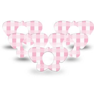 ExpressionMed Pink Gingham Dexcom G7 Butterfly Shape Tape, Dexcom Stelo Glucose Biosensor System,  5-Pack Tape Charming Gingham, Adhesive Tape CGM Design