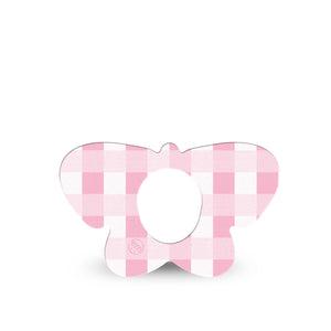 ExpressionMed Pink Gingham Dexcom G7 Butterfly Shape Tape, Dexcom Stelo Glucose Biosensor System,  Single Tape Checkered Pattern, Adhesive Tape CGM Design