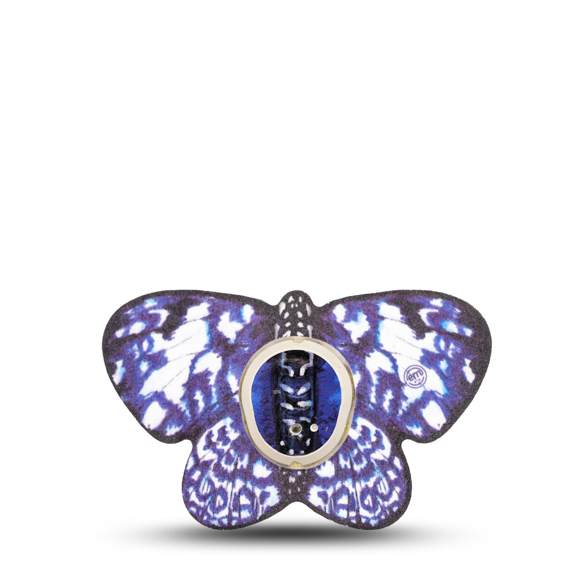 ExpressionMed Blue Tie Dye Butterfly Dexcom G7 Butterfly Tape Lepidopterous Insect, CGM, Fixing Ring Design, Dexcom Stelo Glucose Biosensor System with center sticker