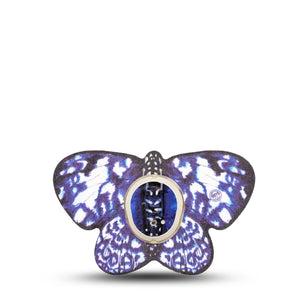 ExpressionMed Blue Tie Dye Butterfly Dexcom G7 Butterfly Tape Lepidopterous Insect, CGM, Fixing Ring Design, Dexcom Stelo Glucose Biosensor System with center sticker