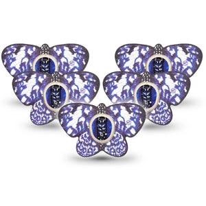 ExpressionMed Blue Tie Dye Butterfly Dexcom G7 Butterfly Tape 5-Pack Azure Viceroy, CGM, Plaster Patch Design, Dexcom Stelo Glucose Biosensor System with center stickers
