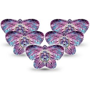 ExpressionMed Crystal Butterfly Dexcom G7 and Dexcom Stelo Glucose Biosensor System Butterfly, 5-Pack Tape and 5-Pack Sticker, gem butterfly design Adhesive Tape for Continuous Glucose Monitor