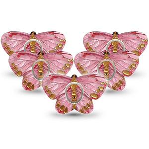 ExpressionMed Pink Paint Butterfly Dexcom G7 and Dexcom Stelo Glucose Biosensor System Butterfly, 5-Pack Tape and 5-Pack Sticker paint stroke design Adhesive Tape for Continuous Glucose Monitor