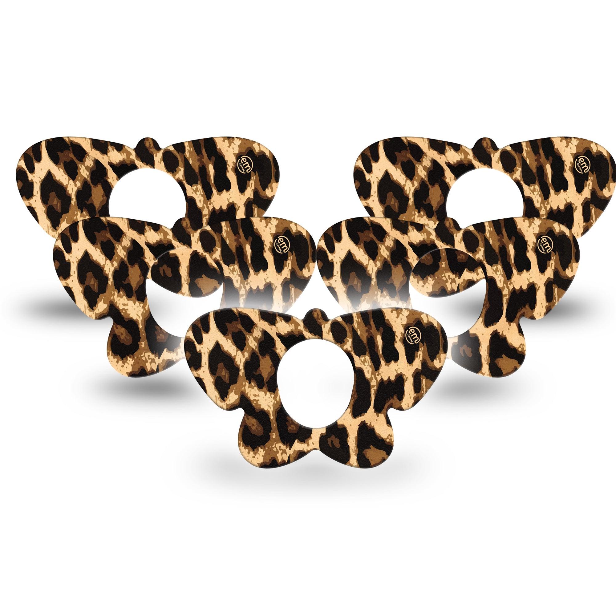 ExpressionMed Leopard Print Butterfly Dexcom G7 Tape, 5-Pack, Brown Animal Print Themed, CGM Plaster Patch Design