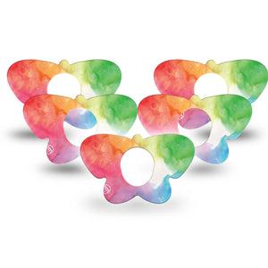 ExpressionMed Rainbow Clouds Butterfly Dexcom G7 Tape, 5-Pack, Multicolored Art Themed, CGM Overlay Patch Design