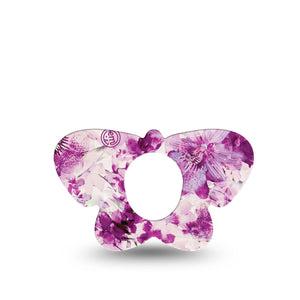 ExpressionMed Violet Orchids Butterfly Dexcom G7 Tape, Single, Purple Floral Themed, CGM Overlay Patch Design