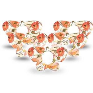ExpressionMed Peachy Blooms Butterfly Dexcom G7 Tape, 5-Pack, Flowering Artwork Inspired, CGM Overlay Patch Design