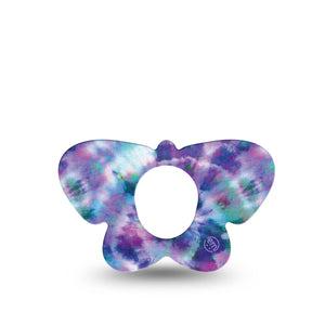 ExpressionMed Purple Tie Dye Butterfly Dexcom G7 Tape, Single, Powdered Color Themed, CGM Overlay Patch Design, Dexcom Stelo Glucose Biosensor System