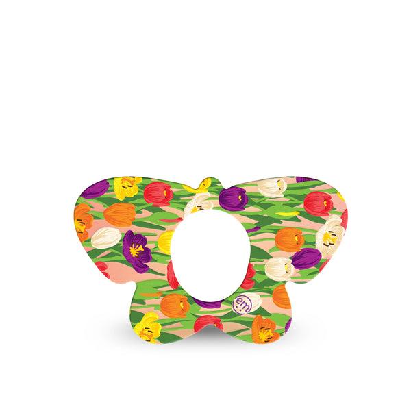 ExpressionMed Tulips Butterfly Dexcom G7 Tape, Single, Eye-Catching Flower Themed, CGM Overlay Patch Design, Dexcom Stelo Glucose Biosensor System