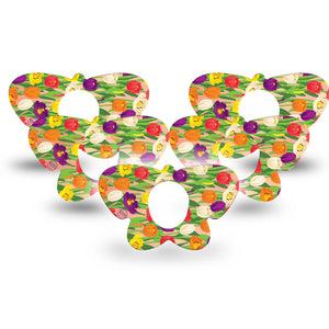 ExpressionMed Tulips Butterfly Dexcom G7 Tape, 5-Pack, Nice-Looking Flower Themed, CGM Overlay Patch Design