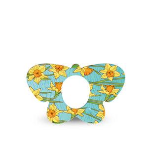 ExpressionMed Daffodils Dexcom G7 Butterfly Shape Single Yellow Beauties Adhesive Patch CGM Design, Dexcom Stelo Glucose Biosensor System