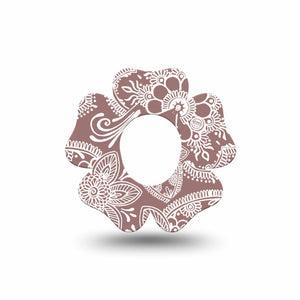 ExpressionMed Henna Dexcom G7 Flower Shape Tape, Dexcom Stelo Glucose Biosensor System, Single Tape Ornamental Henna Plaster CGM Design