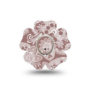 ExpressionMed Henna Dexcom G7 Flower Shape Tape, Dexcom Stelo Glucose Biosensor System, Single Tape and Single Sticker Intricate Henna Plaster CGM Design