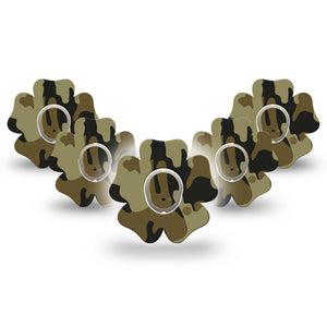 ExpressionMed Camo Dexcom G7 Flower Shape Tape, Dexcom Stelo Glucose Biosensor System, 5-Pack Tape and 5-Pack Sticker Tactical Gray Plaster CGM Design