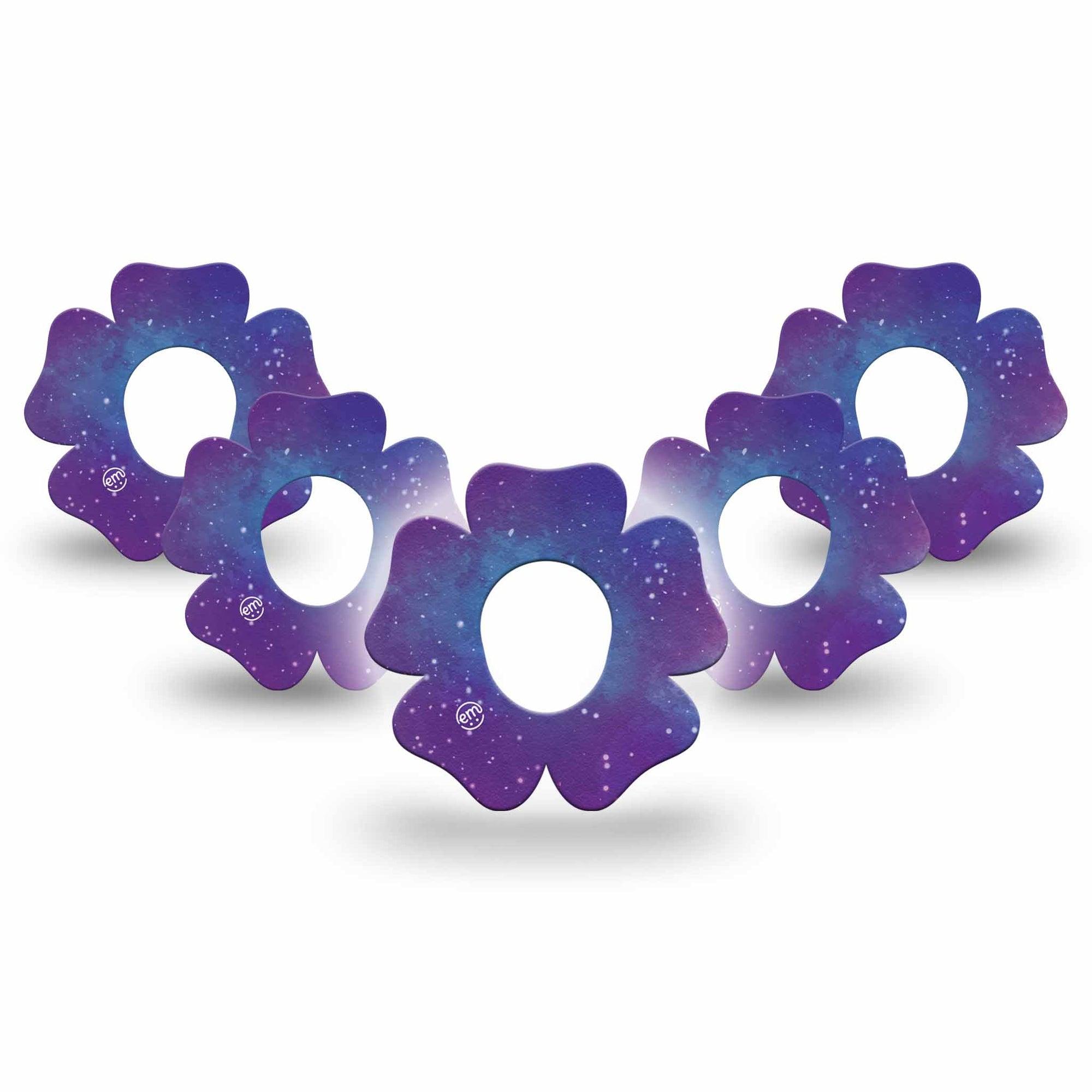 ExpressionMed Galaxy Dexcom G7 Flower Shape Tape, Dexcom Stelo Glucose Biosensor System, 5-Pack Tape Galaxy Art Plaster CGM Design