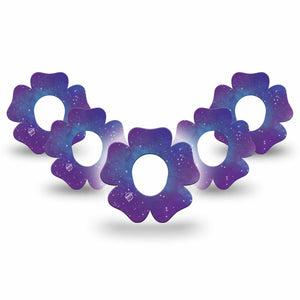 ExpressionMed Galaxy Dexcom G7 Flower Shape Tape, Dexcom Stelo Glucose Biosensor System, 5-Pack Tape Galaxy Art Plaster CGM Design