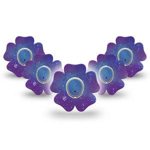 ExpressionMed Galaxy Dexcom G7 Flower Shape Tape, Dexcom Stelo Glucose Biosensor System, 5-Pack Tape and 5-Pack Sticker Space Galaxy Plaster CGM Design