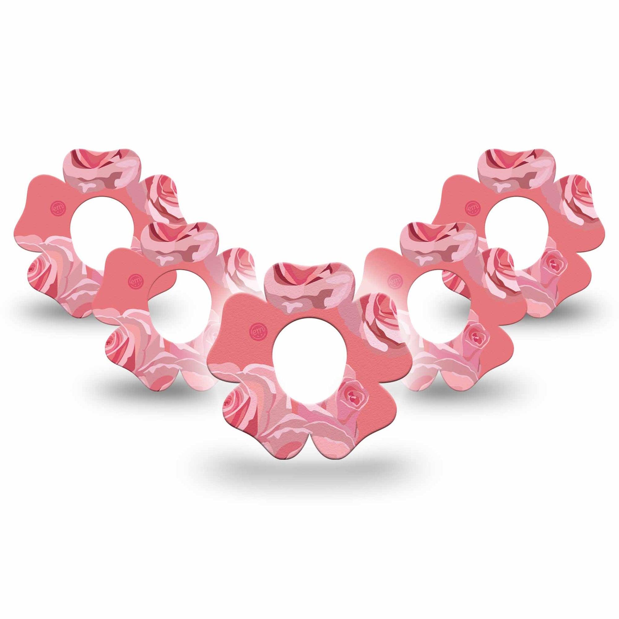 ExpressionMed Blush Rose Dexcom G7 Flower Shape Tape, Dexcom Stelo Glucose Biosensor System, 5-Pack Tape Graceful Bloom Plaster CGM Design