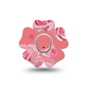 ExpressionMed Blush Rose Dexcom G7 Flower Shape Tape, Dexcom Stelo Glucose Biosensor System, Single Tape and Single Sticker Graceful Bloom Plaster CGM Design
