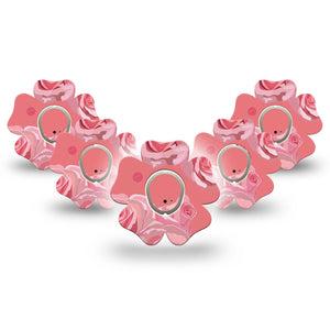 ExpressionMed Blush Rose Dexcom G7 Flower Shape Tape, Dexcom Stelo Glucose Biosensor System, 5-Pack Tape and 5-Pack Sticker Soft Blossom Plaster CGM Design