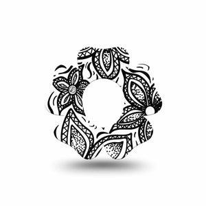 ExpressionMed Black Tie Floral G7 Flower Single, Floral Pattern, CGM Adhesive Patch Design, Dexcom Stelo Glucose Biosensor System