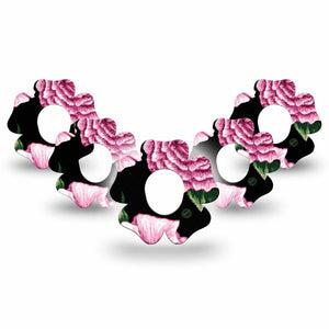 ExpressionMed Intricate Floral Dexcom G7 Flower Shape Tape, Dexcom Stelo Glucose Biosensor System, 5-Pack Tape Delicate Designs, Adhesive Tape CGM Design
