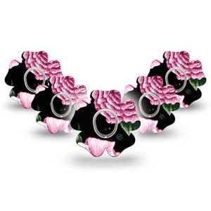 ExpressionMed Intricate Floral Dexcom G7 Flower Shape Tape, Dexcom Stelo Glucose Biosensor System, 5-Pack Tape and 5-Pack Sticker Floral Patterns, Adhesive Tape CGM Design