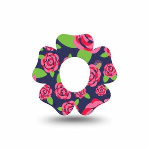 ExpressionMed Pretty Pink Roses Dexcom G7 Flower Shape Tape, Dexcom Stelo Glucose Biosensor System, Single Tape Elegant Roses, Adhesive Tape CGM Design