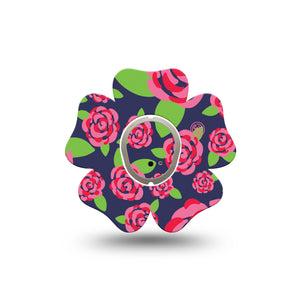 ExpressionMed Pretty Pink Roses Dexcom G7 Flower Shape Tape, Dexcom Stelo Glucose Biosensor System, Single Tape and Single Sticker Blush Roses, Adhesive Tape CGM Design