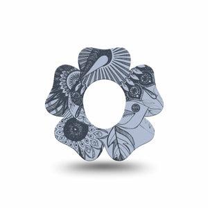 ExpressionMed Dani Dexcom G7 Flower Shape Tape, Dexcom Stelo Glucose Biosensor System, Single Tape Artistic Lines Plaster CGM Design