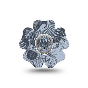 ExpressionMed Dani Dexcom G7 Flower Shape Tape, Dexcom Stelo Glucose Biosensor System, Single Tape and Single Sticker Floral Illustration Plaster CGM Design