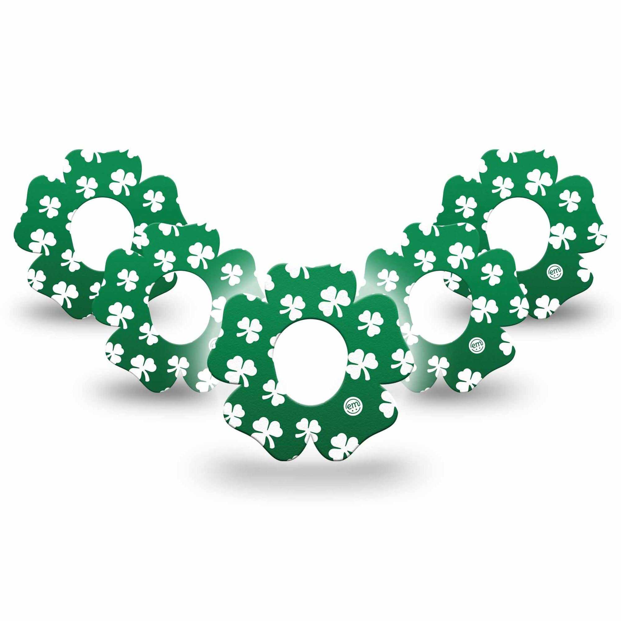 ExpressionMed Green Glam Dexcom G7 Flower 5-Pack Green Sequined Pattern Adhesive Patch Continuous Glucose Monitor Design, Dexcom Stelo Glucose Biosensor System